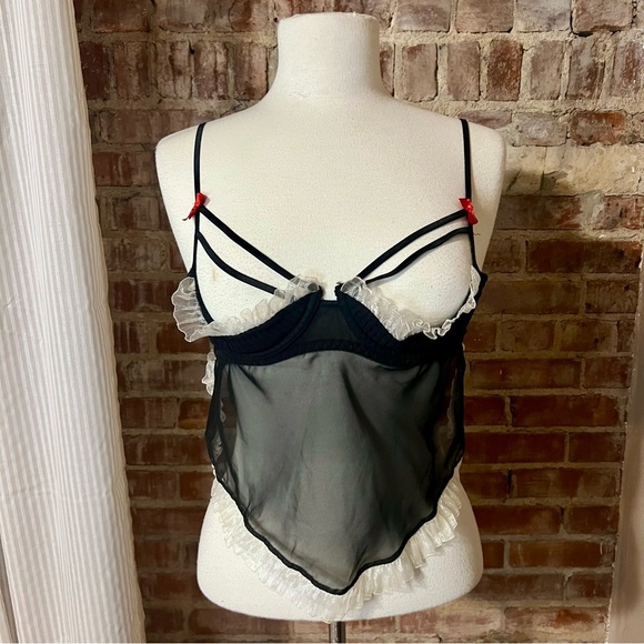 Frederick's of Hollywood Other - Fredrick's of Hollywood Black and White Sheer Lingerie Top -Size M -NW12